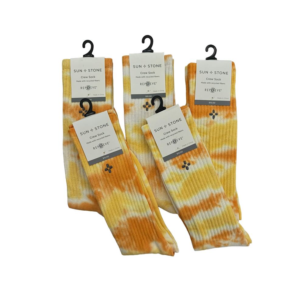 Sun+Stone Socks Lot of 5 Men's Tie Dye Crew Socks Shoe Size 7-12 Sock Size 10-13